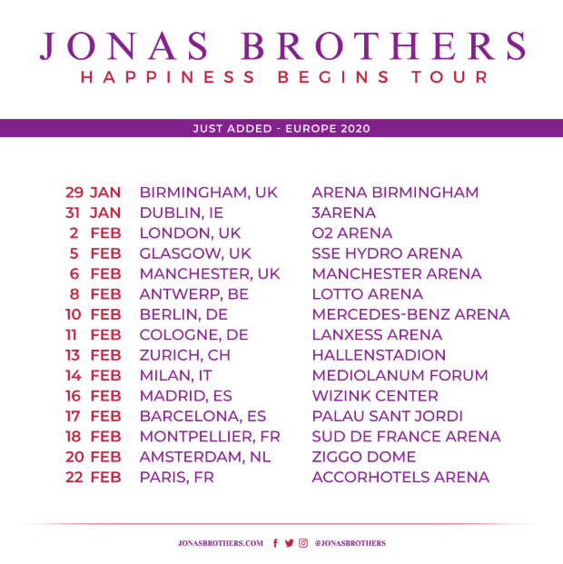 Jonas Brothers tour 2020