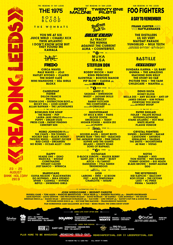 Reading and Leeds - July poster 2019